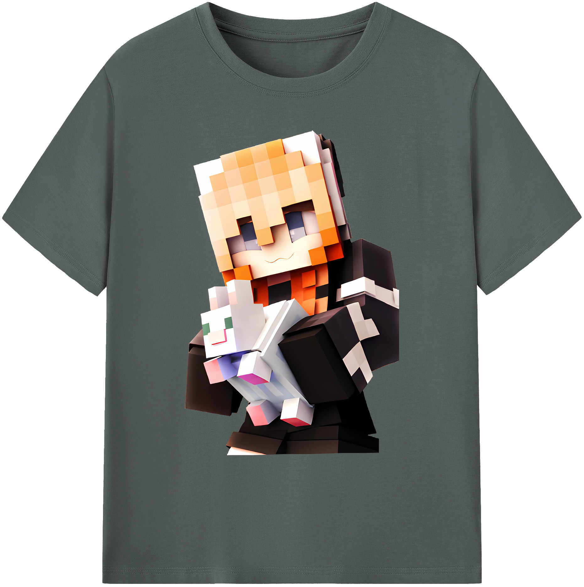 （画像用） マインクラフト ブロックの世界 Minecraft MC Block world 綿100％ メンズ半袖Tシャツ｜肌触りやわらか＆通気性